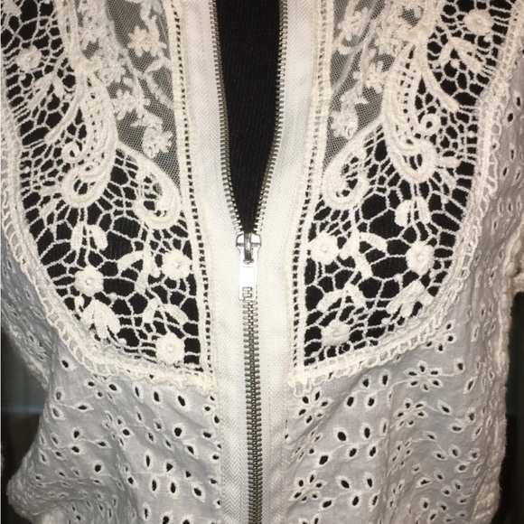 Free People White Lace zipper Crochet Cardigan - Picture 6 of 11